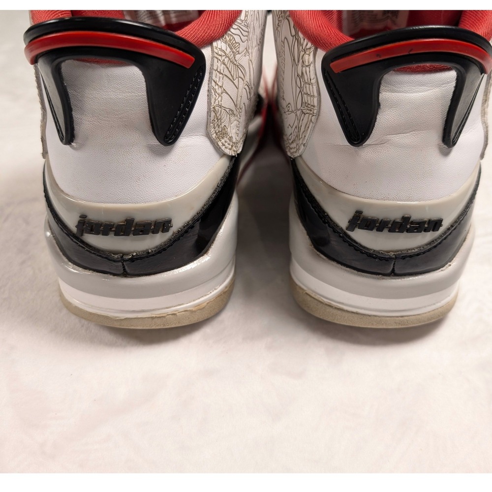 Jordan Dub Zero White Fire Red Black Laser Etched Kids Shoes Size 7Y - Picture 11 of 12